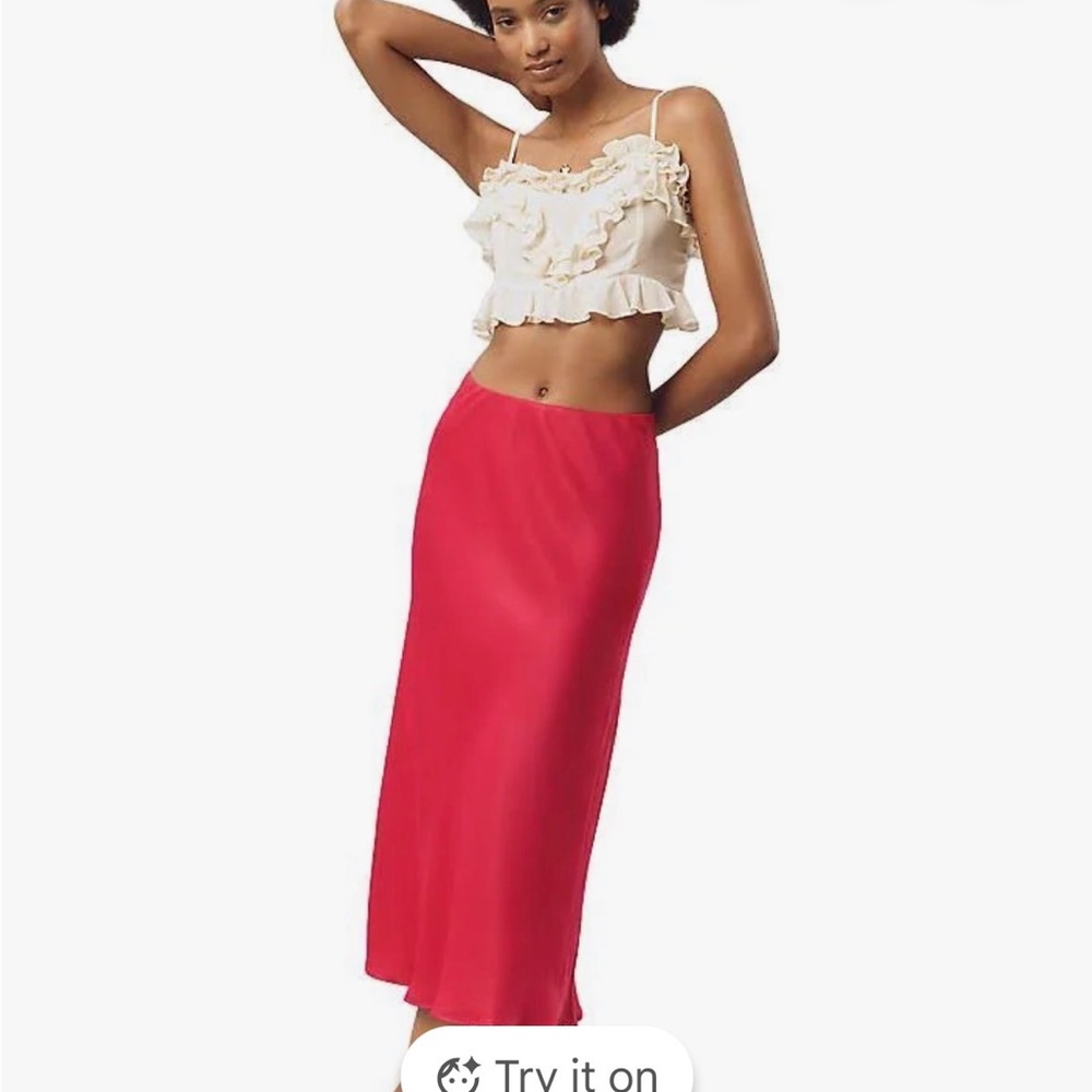 Anthropologie Tilda Midi Vibrant Pink Midi Skirt